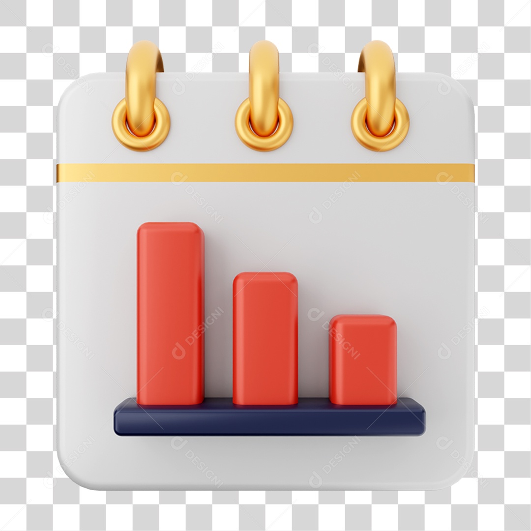 Elemento 3D Calendário Gráfico para Composição PNG Transparente