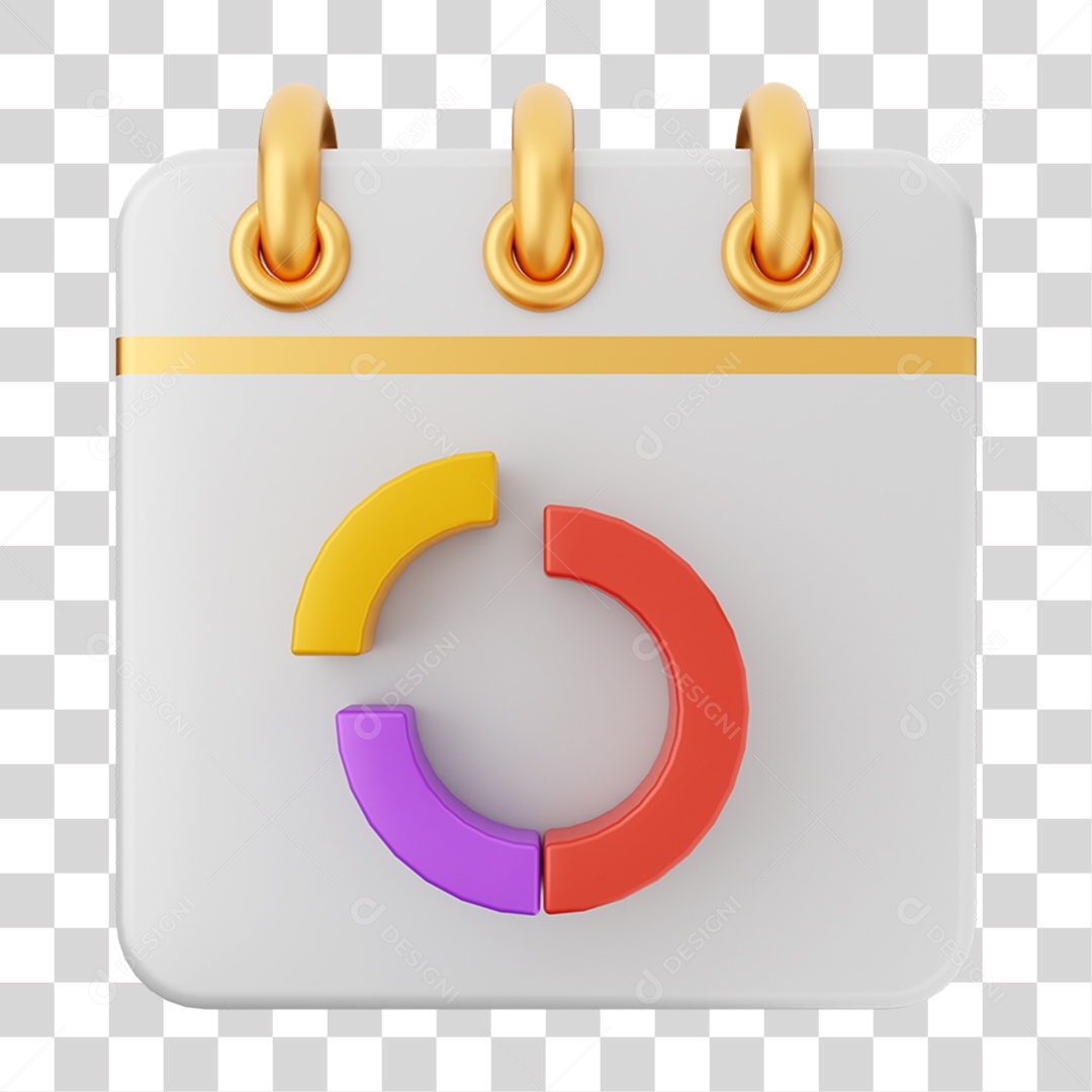 Elemento 3D Calendário Gráfico para Composição PNG Transparente