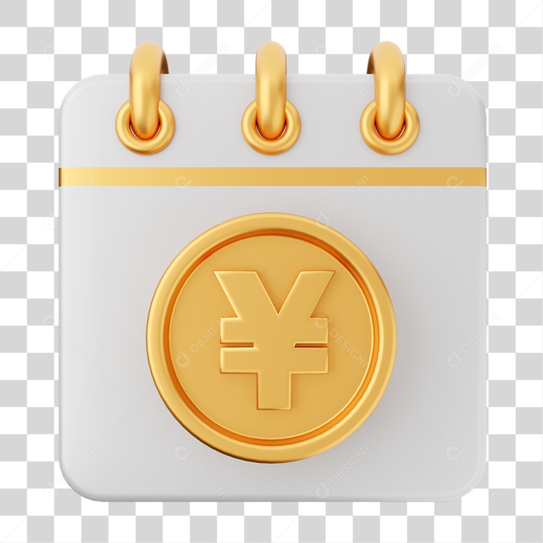Elemento 3D Calendário Moeda Virtual para Composição PNG Transparente