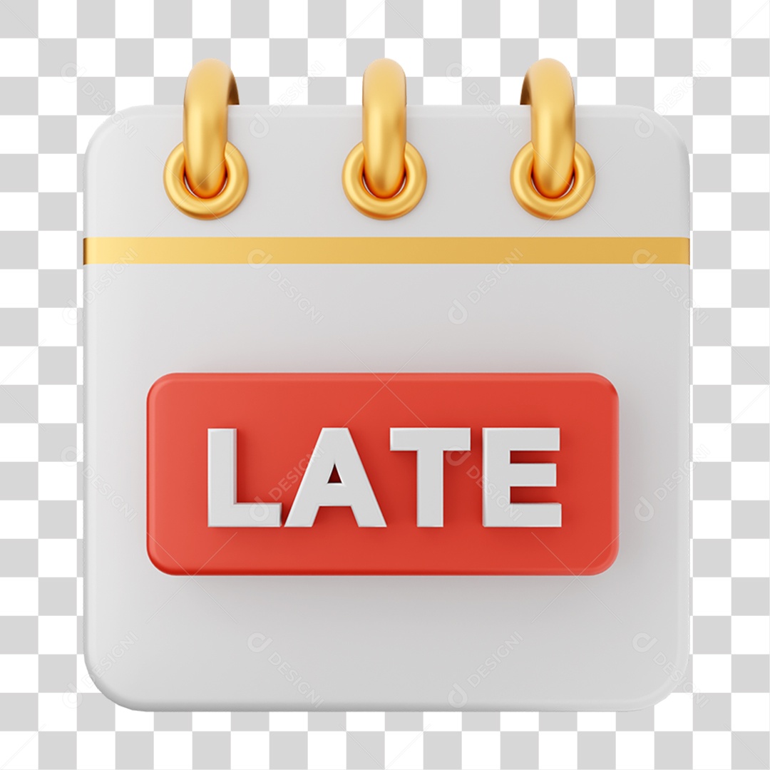 Elemento 3D Calendário Late para Composição PNG Transparente