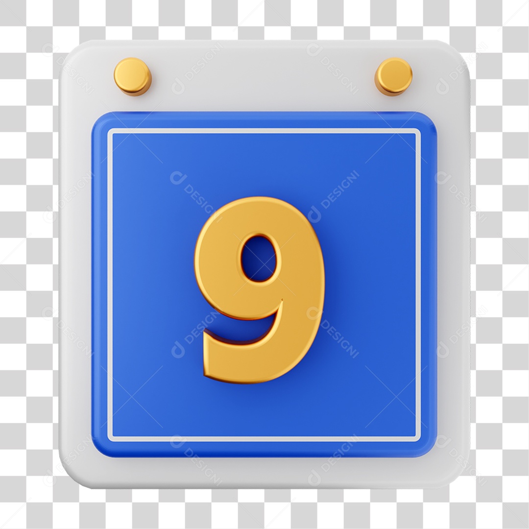 3D Calendar Element for Transparent PNG Composition