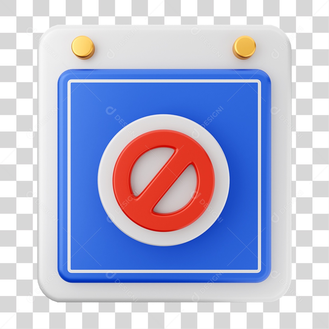 Elemento 3D Calendário Sinal de Bloqueio para Composição PNG Transparente