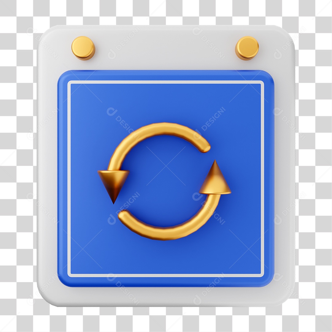 Elemento 3D Calendário Setas Circulares para Composição PNG Transparente