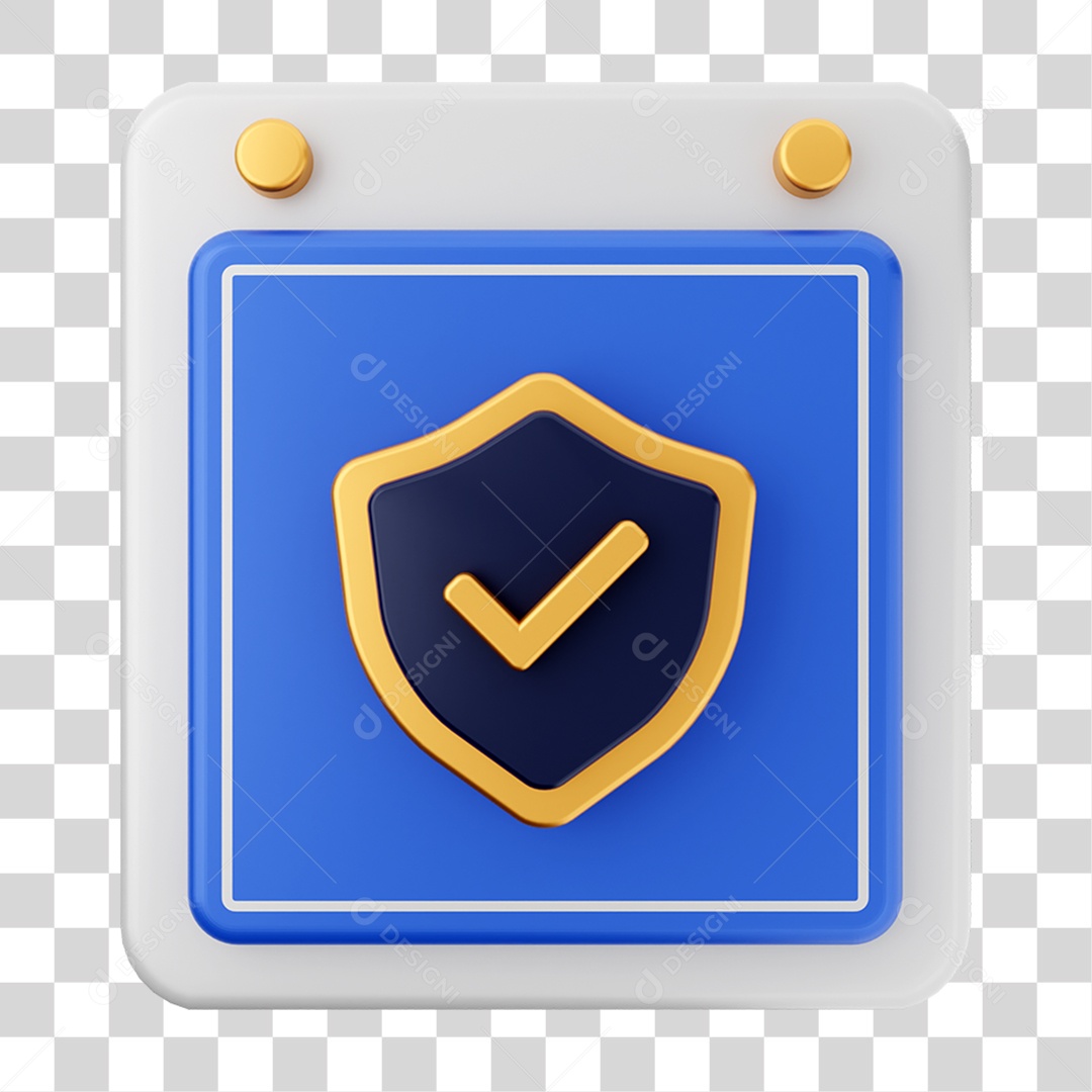 Elemento 3D Calendário Escudo para Composição PNG Transparente