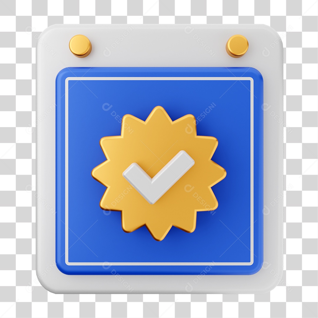 Elemento 3D Calendário Selo de Confermação para Composição PNG Transparente