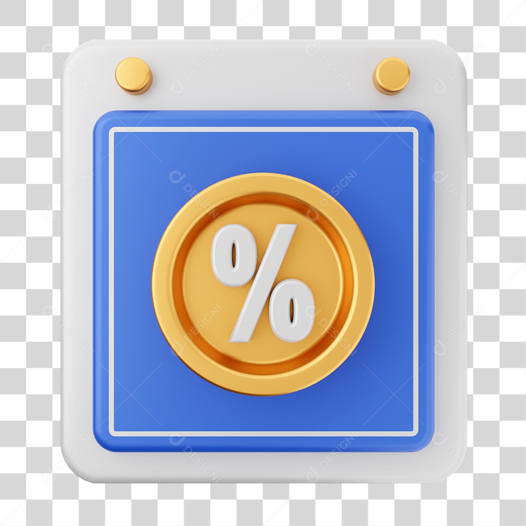 Elemento 3D Calendário Porcentagem para Composição PNG Transparente