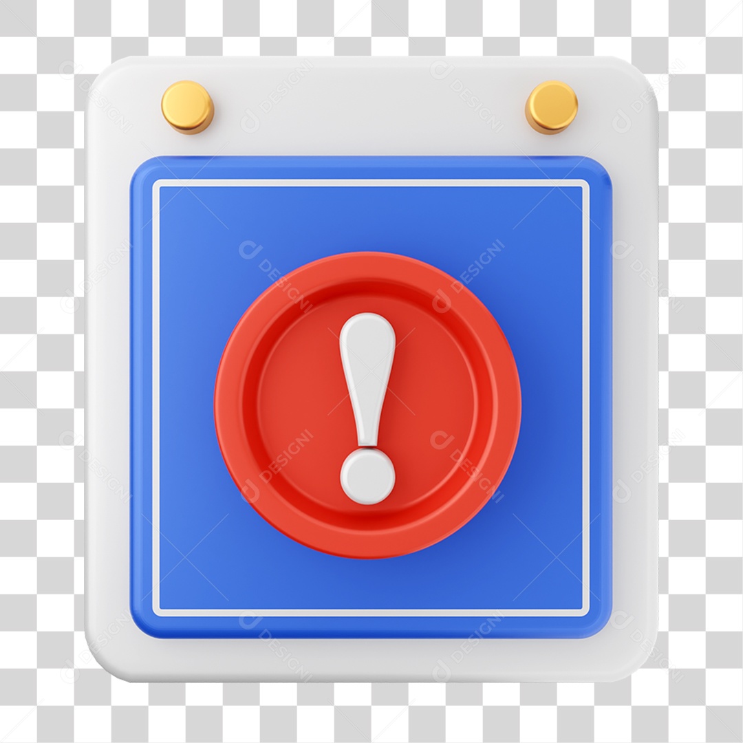 Elemento 3D Calendário Sinal de Alerta para Composição PNG Transparente
