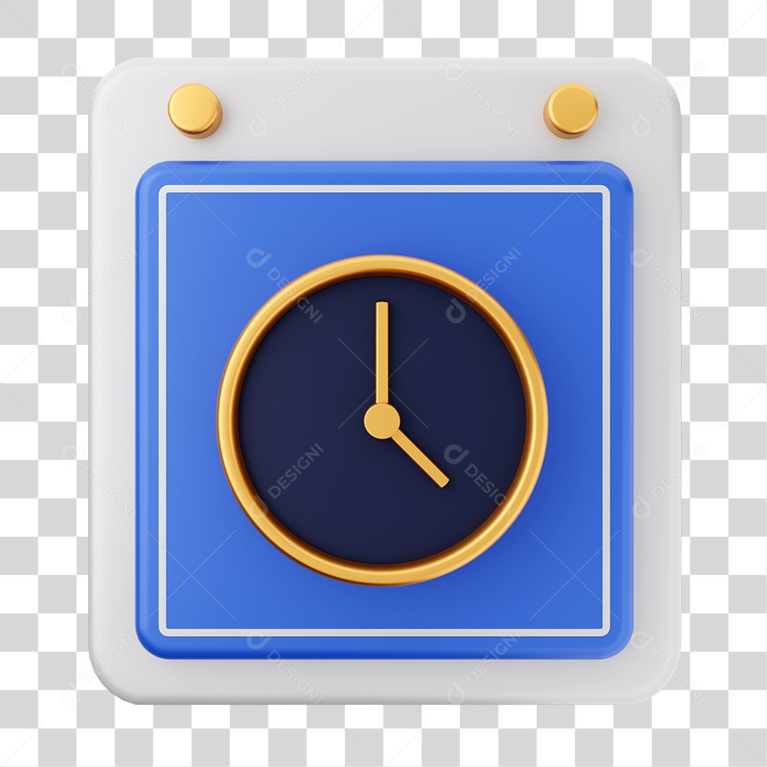 Elemento 3D Calendário Relógio para Composição PNG Transparente