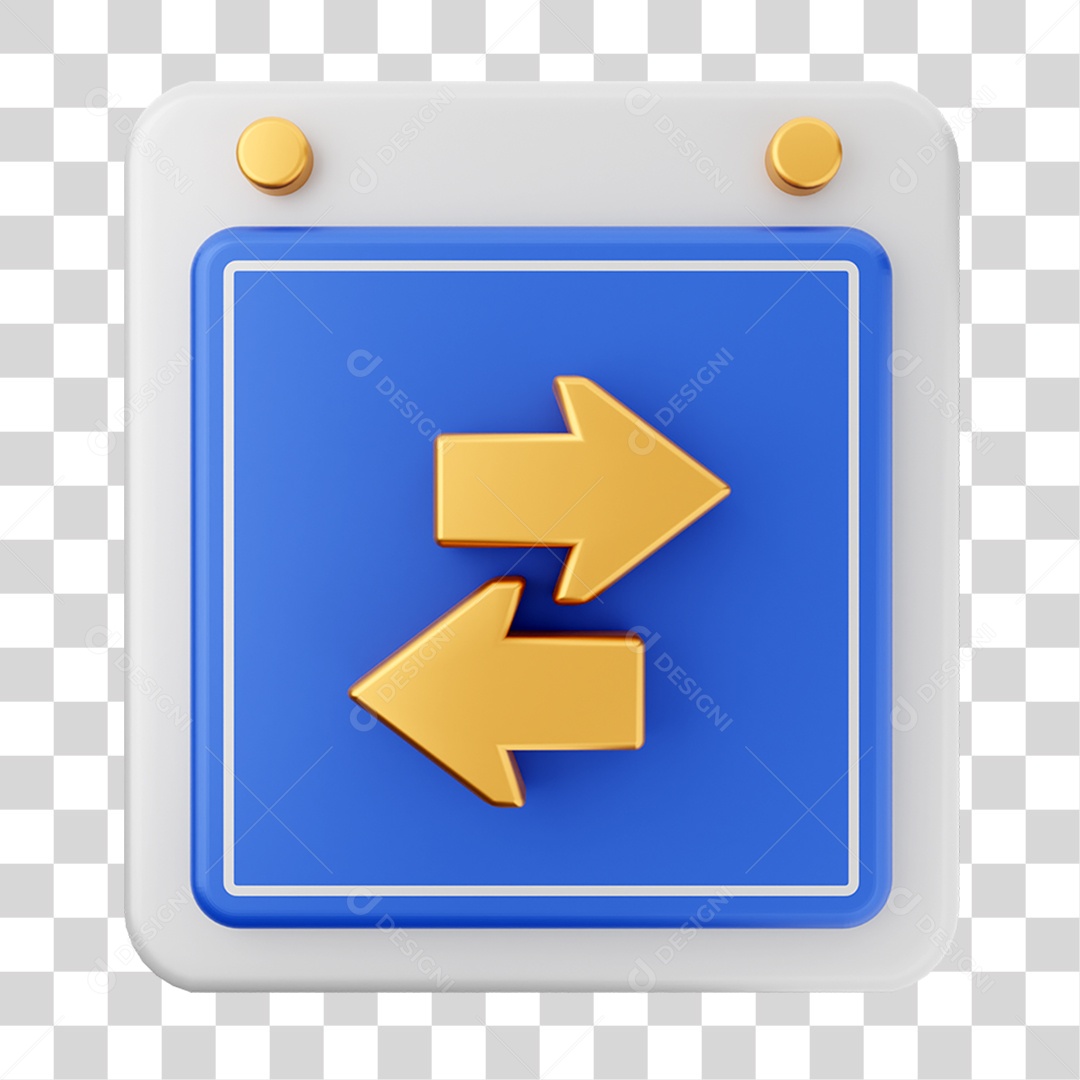 Elemento 3D Calendário Setas para Composição PNG Transparente