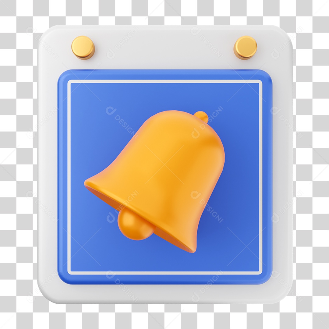 Elemento 3D Calendário Sino para Composição PNG Transparente