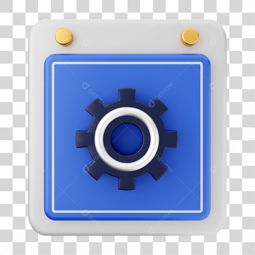 Elemento 3D Calendário Engrenagem para Composição PNG Transparente