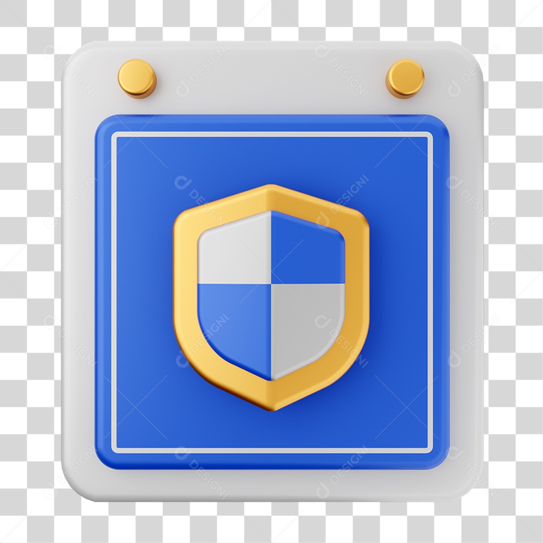 Elemento 3D Calendário Escudo para Composição PNG Transparente