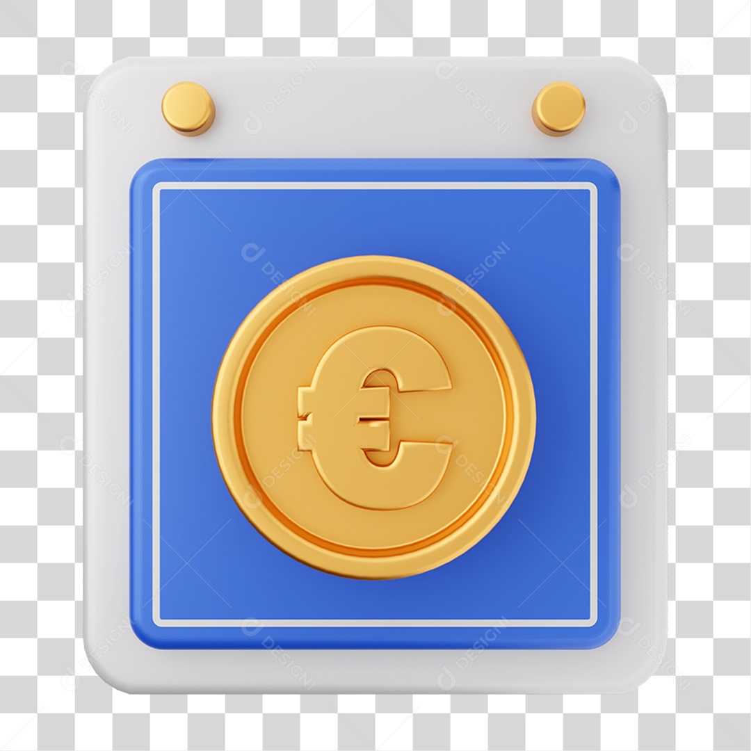 Elemento 3D Calendário Moeda Virtual para Composição PNG Transparente