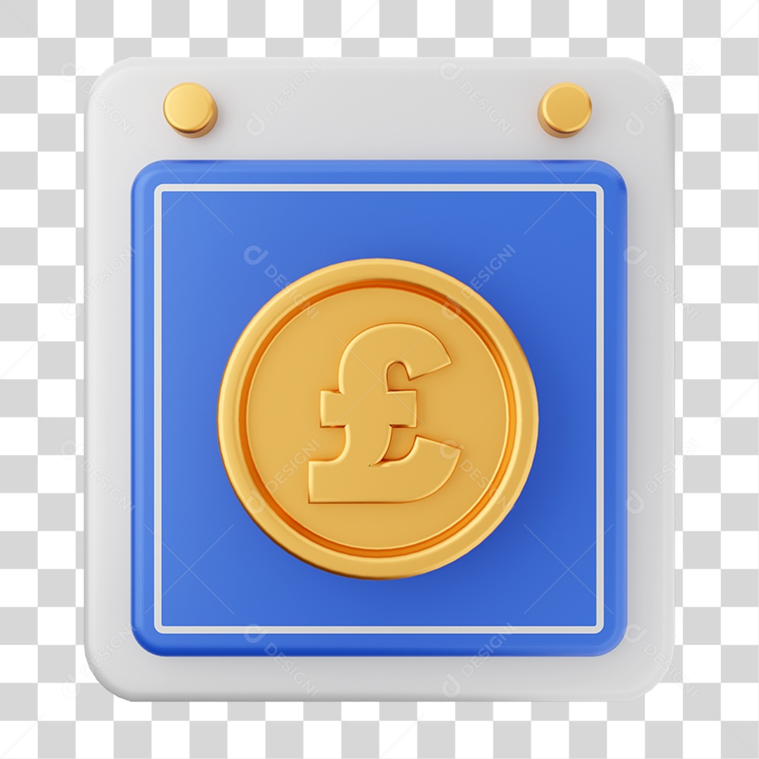 Elemento 3D Calendário Moeda Virtual para Composição PNG Transparente