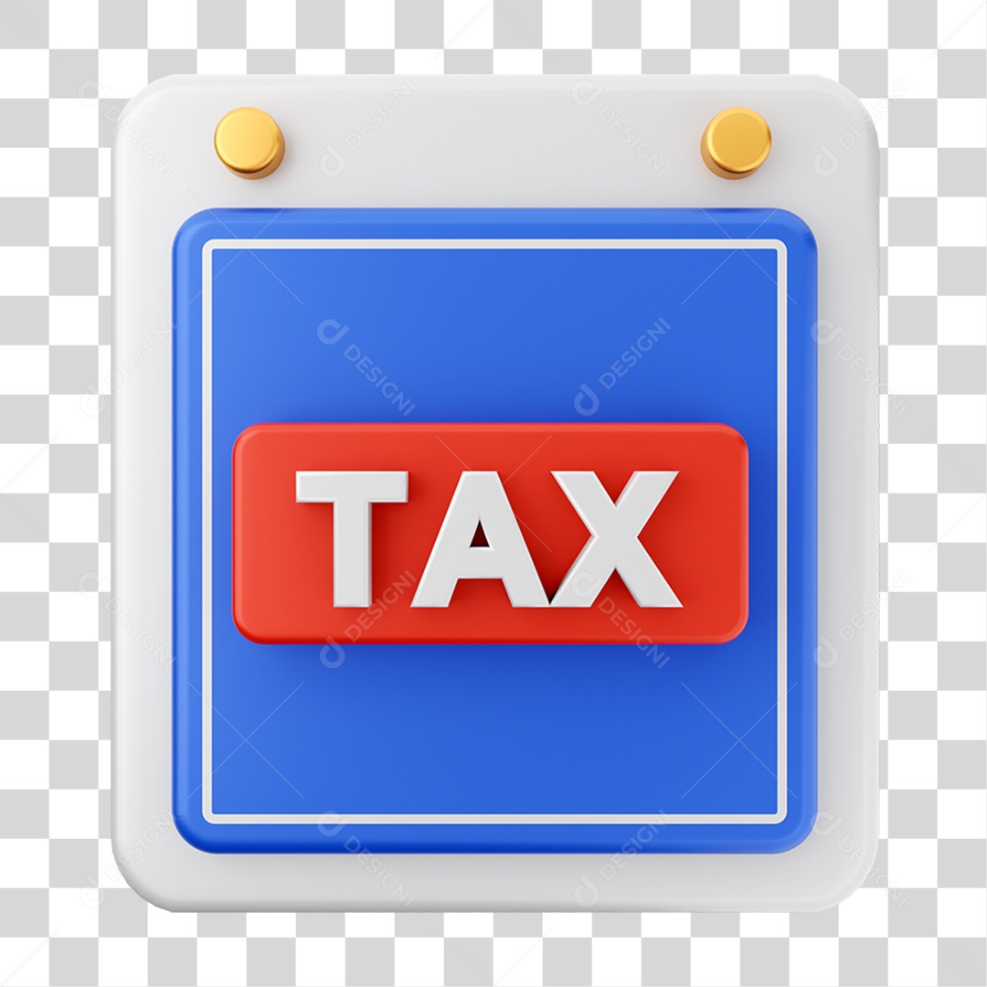Elemento 3D Calendário Tax para Composição PNG Transparente
