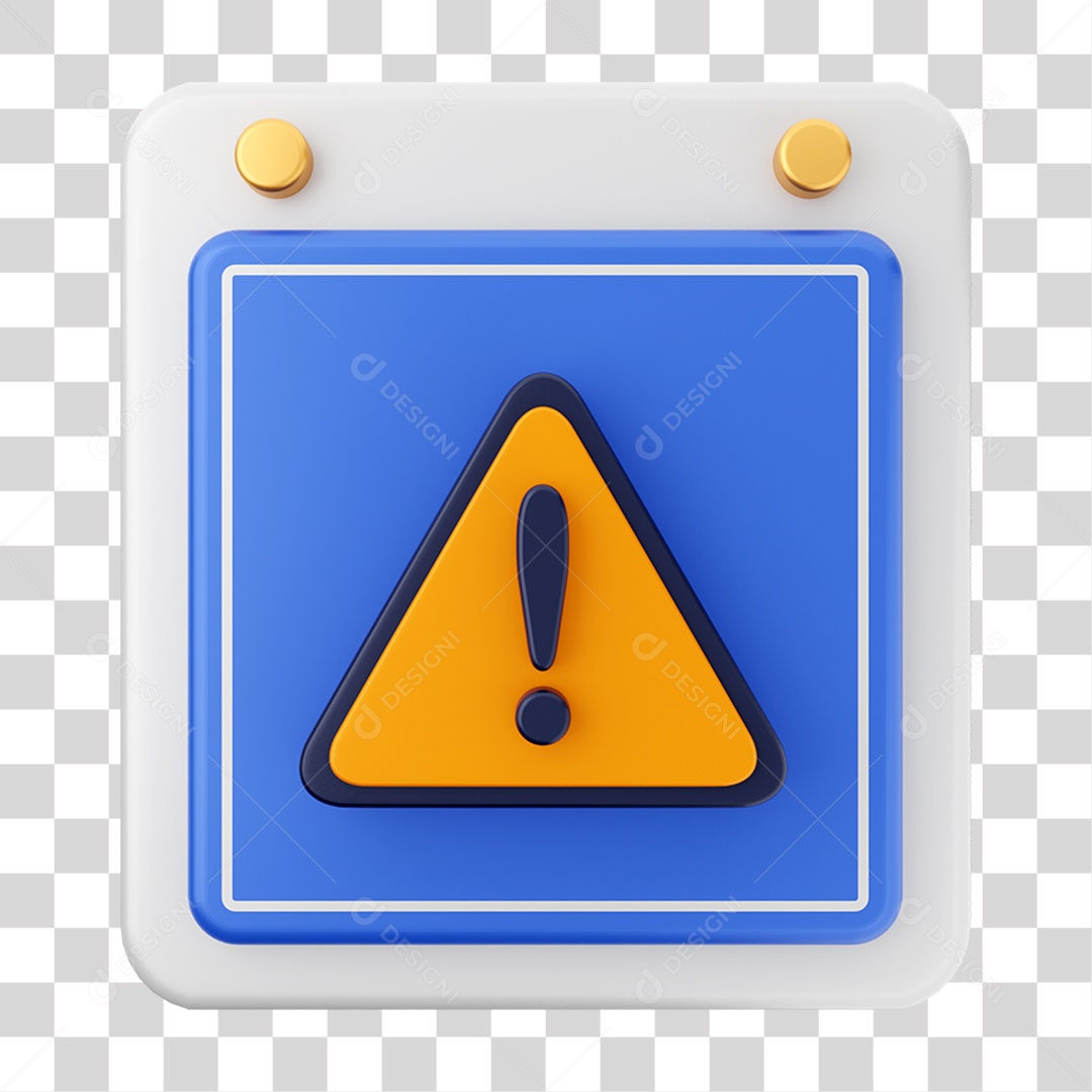 Elemento 3D Calendário Sinal de Alerta para Composição PNG Transparente