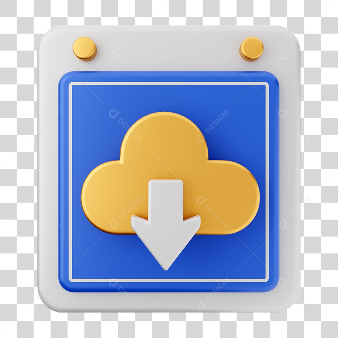 Elemento 3D Calendário com Nuvem de Recebimento de Arquivo para Composição PNG Transparente