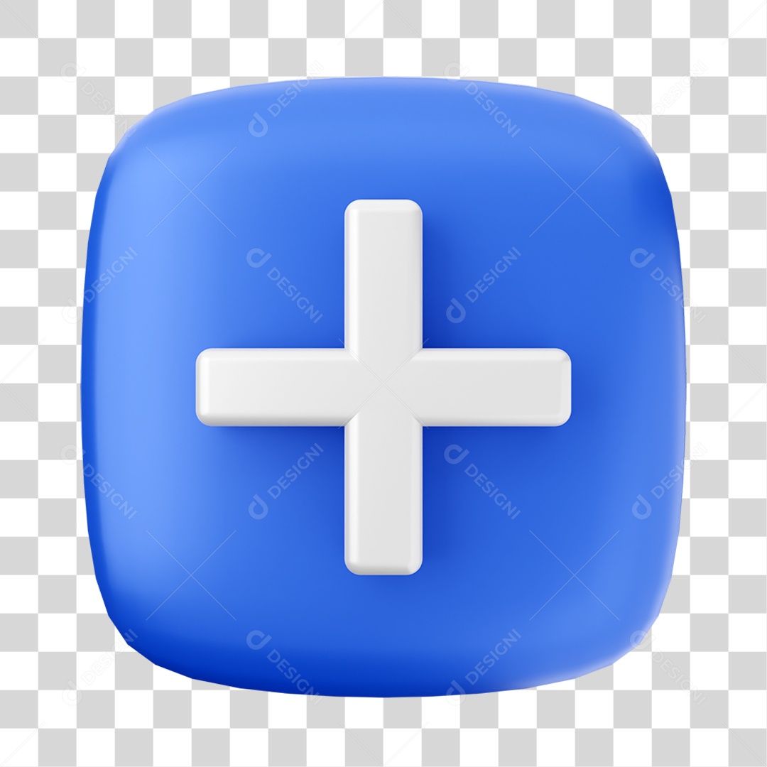Elemento 3D Símbolo + Para Composição PNG Transparente