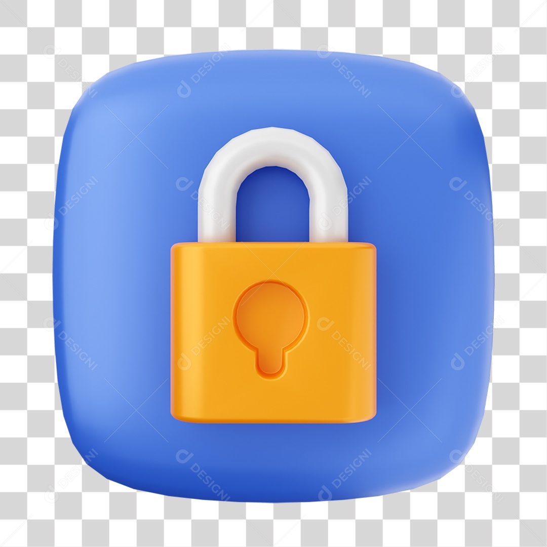 Ícone 3D Cadeado Para Composição PNG Transparente