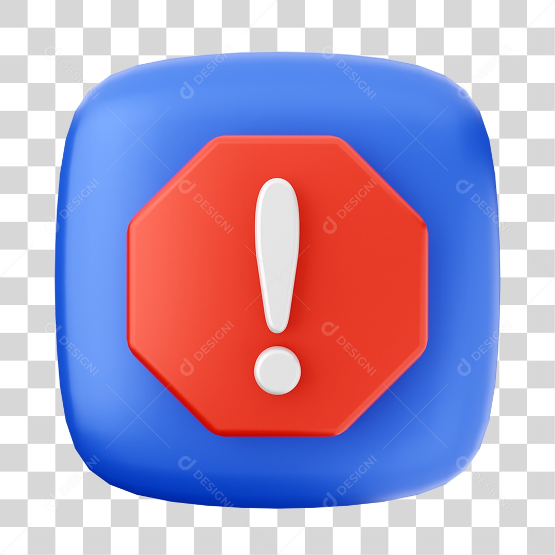 Ícone 3D Sinal de Alerta Para Composição PNG Transparente