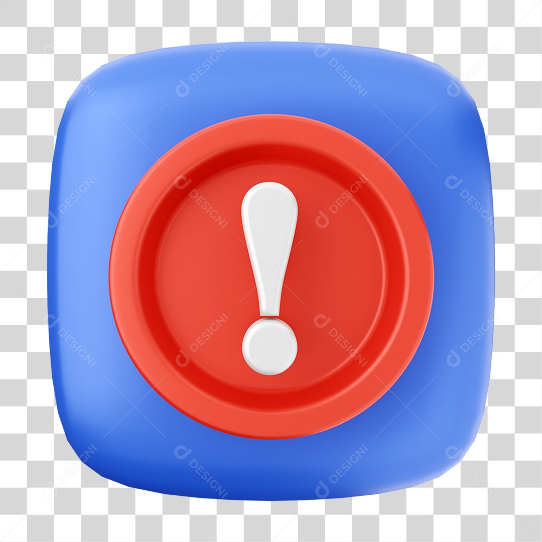 Ícone 3D Sinal de Alerta Para Composição PNG Transparente