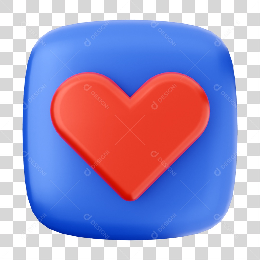 Ícone 3D Coração Para Composição PNG Transparente