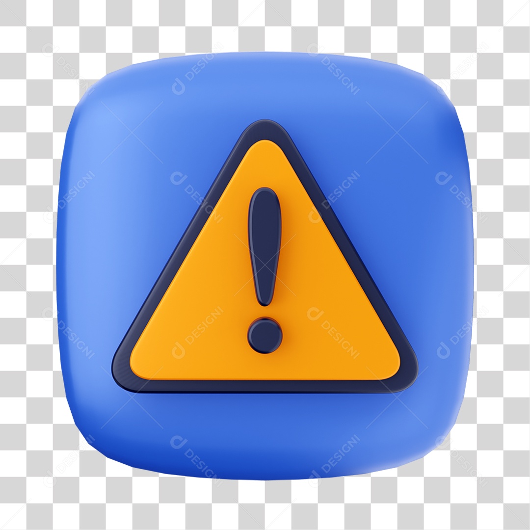 Ícone 3D Sinal de Alerta Para Composição PNG Transparente