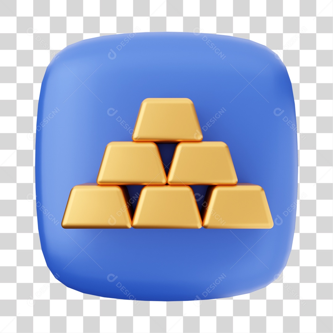 Ícone 3D Barras de Ouro Para Composição PNG Transparente