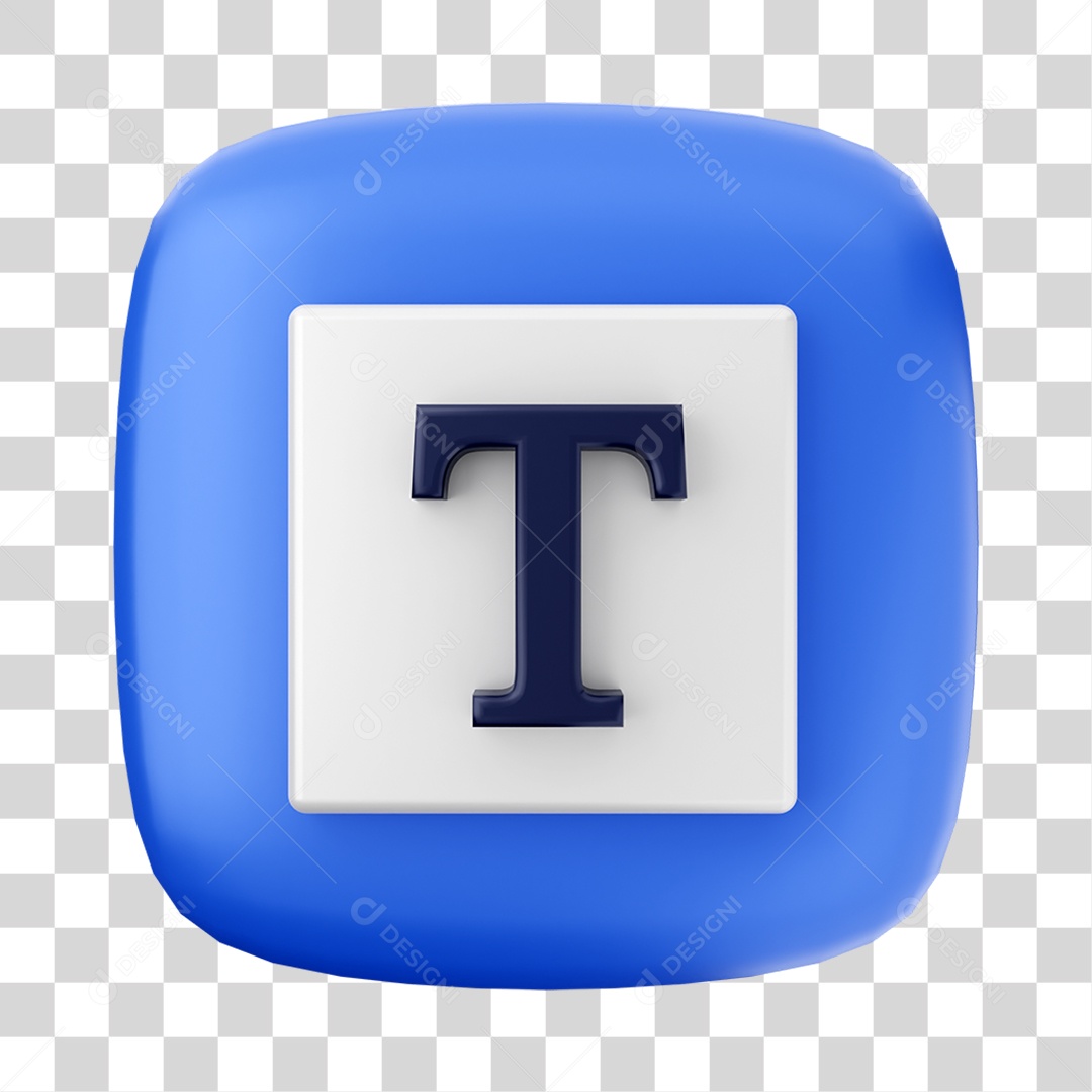 Ícone 3D Tecla T Para Composição PNG Transparente