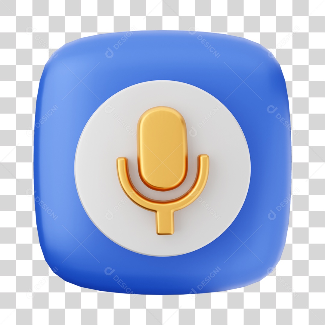 Ícone 3D Microfone Para Composição PNG Transparente