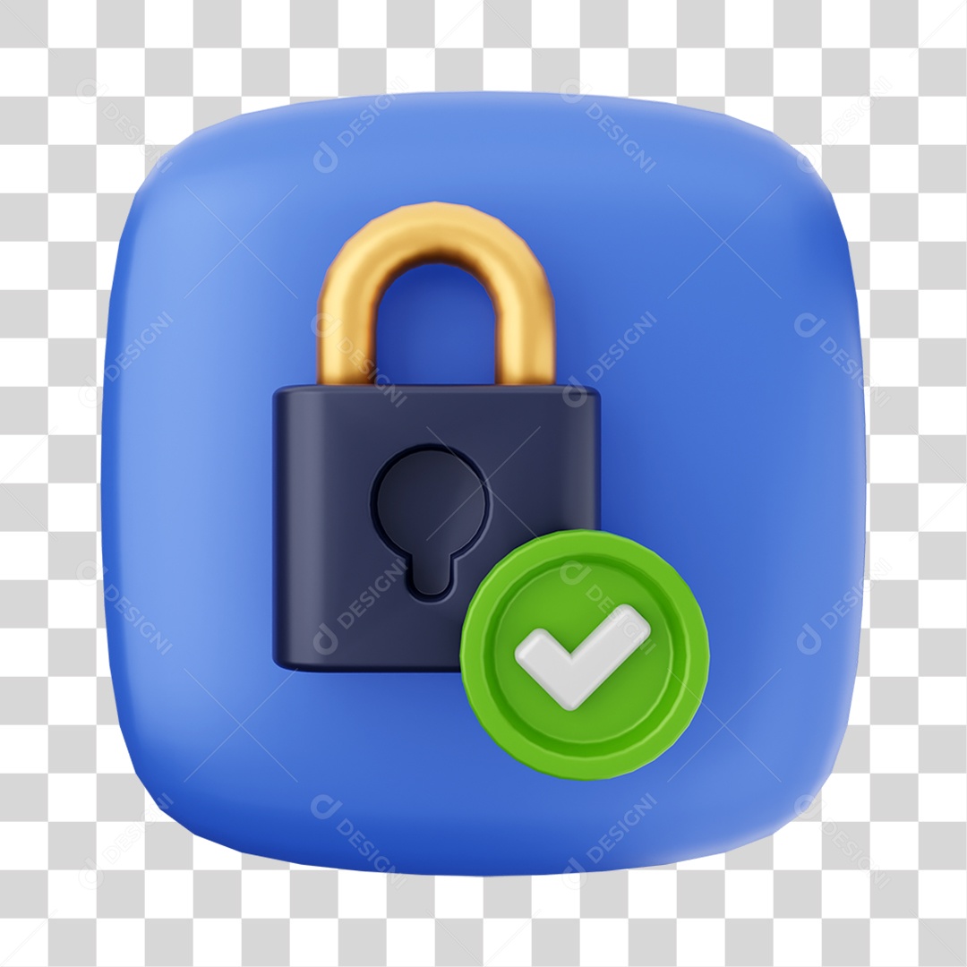 Ícone 3D Cadeado Para Composição PNG Transparente