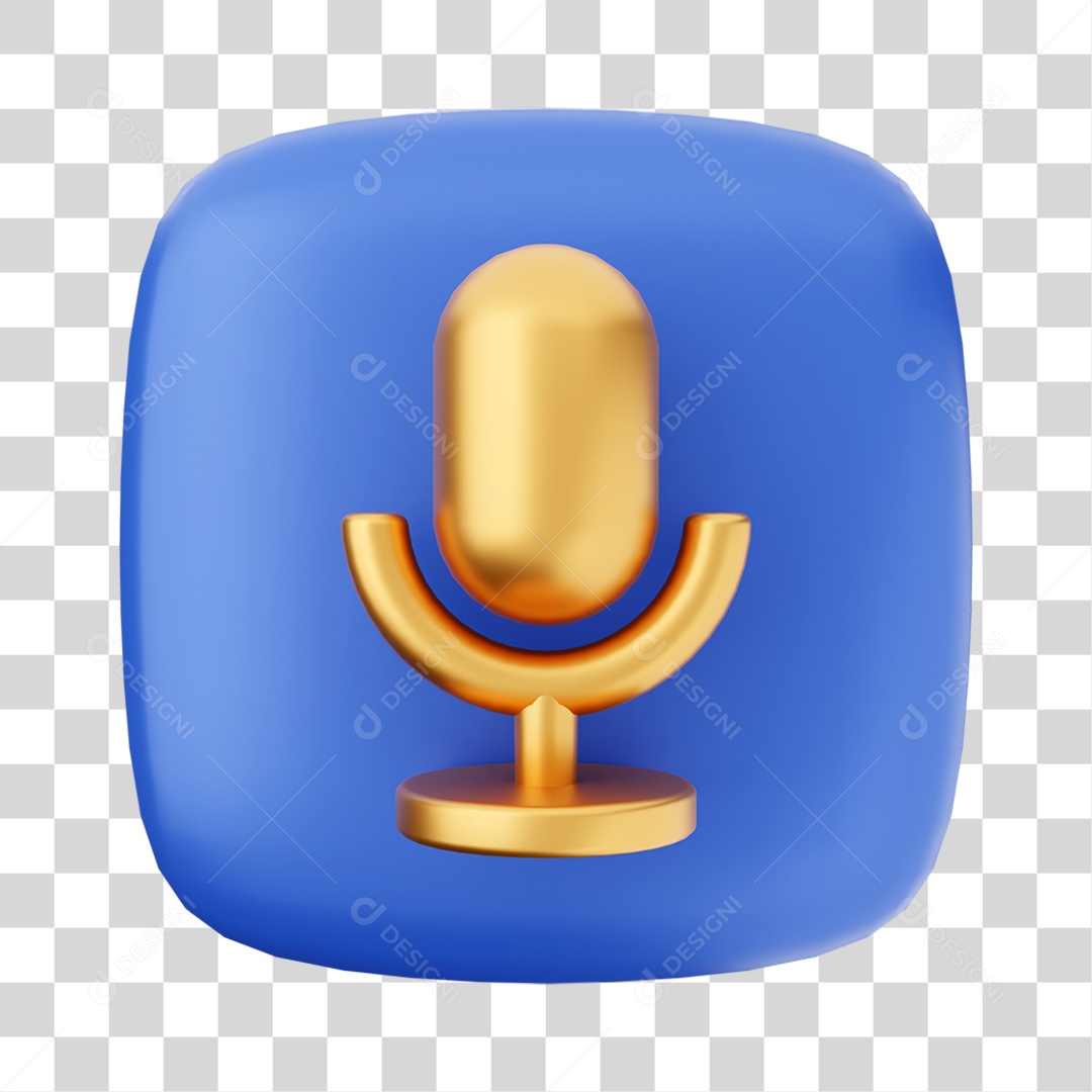 Ícone 3D Microfone Para Composição PNG Transparente