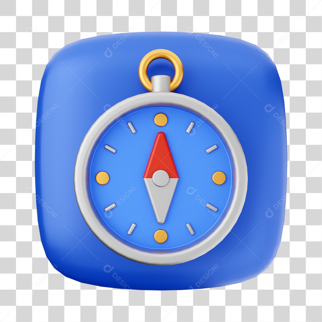 3D Compass Icon For Transparent PNG Composition