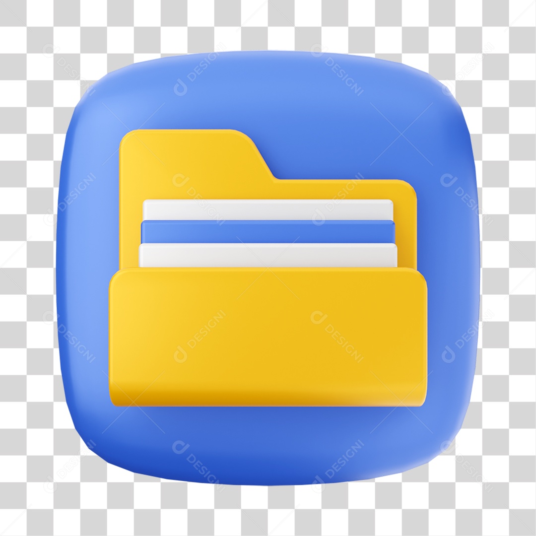 Ícone 3D Pasta de Arquivo Para Composição PNG Transparente