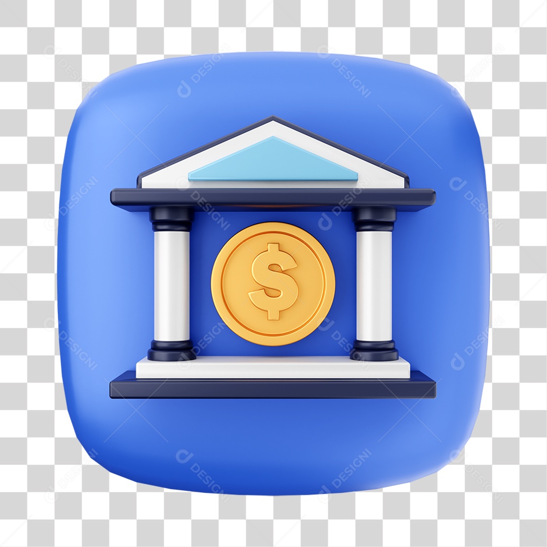 Ícone 3D Banco de Deposito Para Composição PNG Transparente