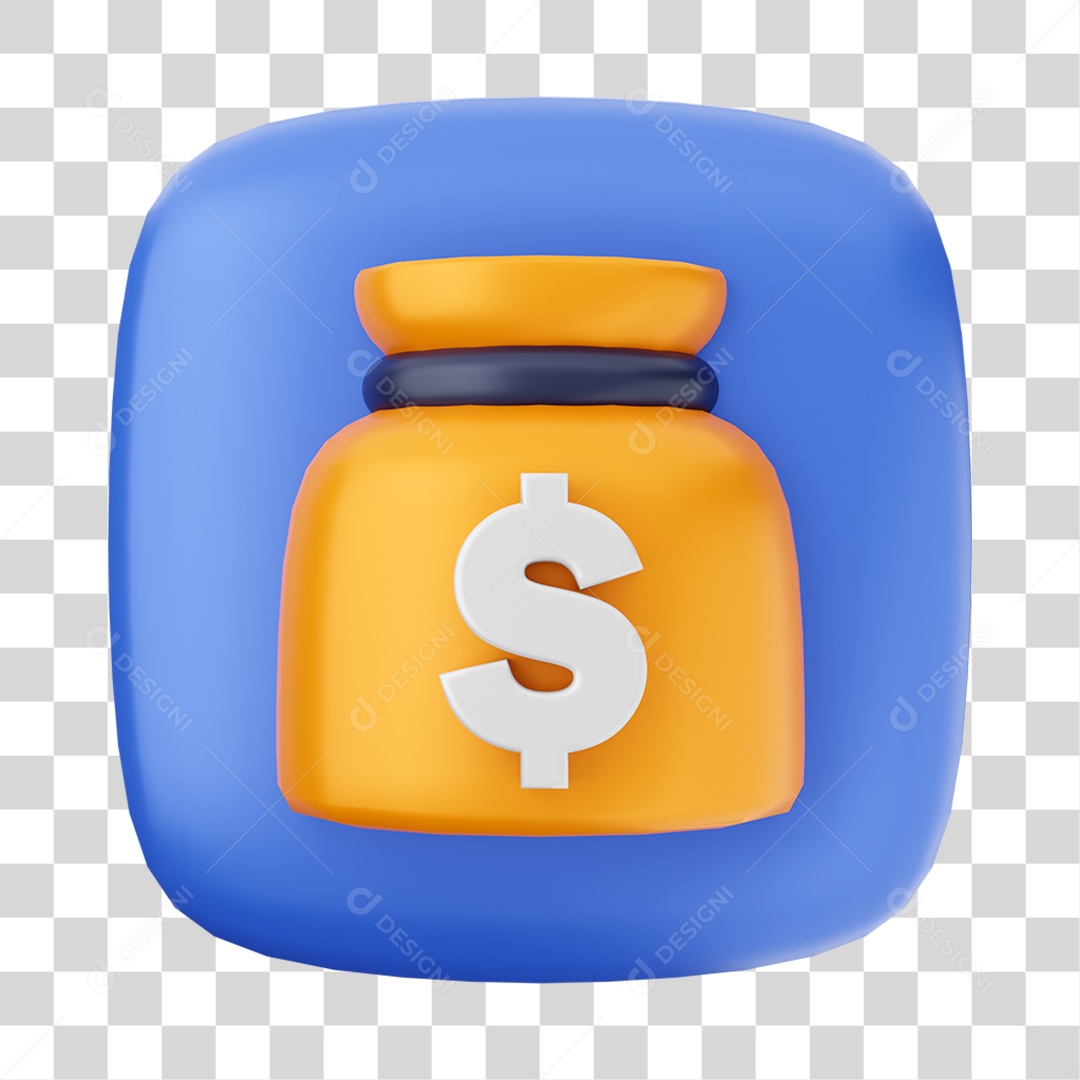 Ícone 3D Saco Dinheiro Para Composição PNG Transparente