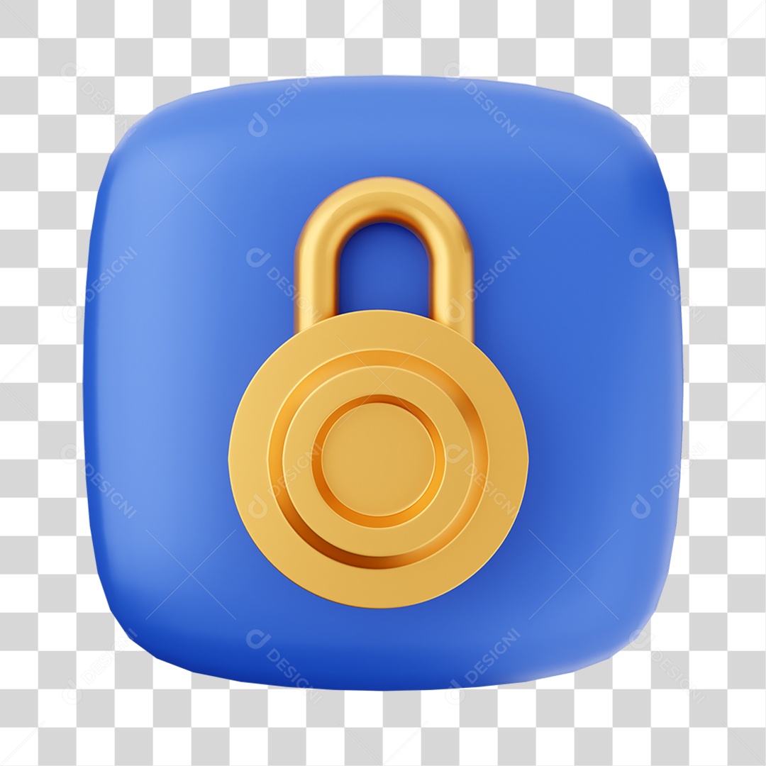 Ícone 3D Cadeado Para Composição PNG Transparente
