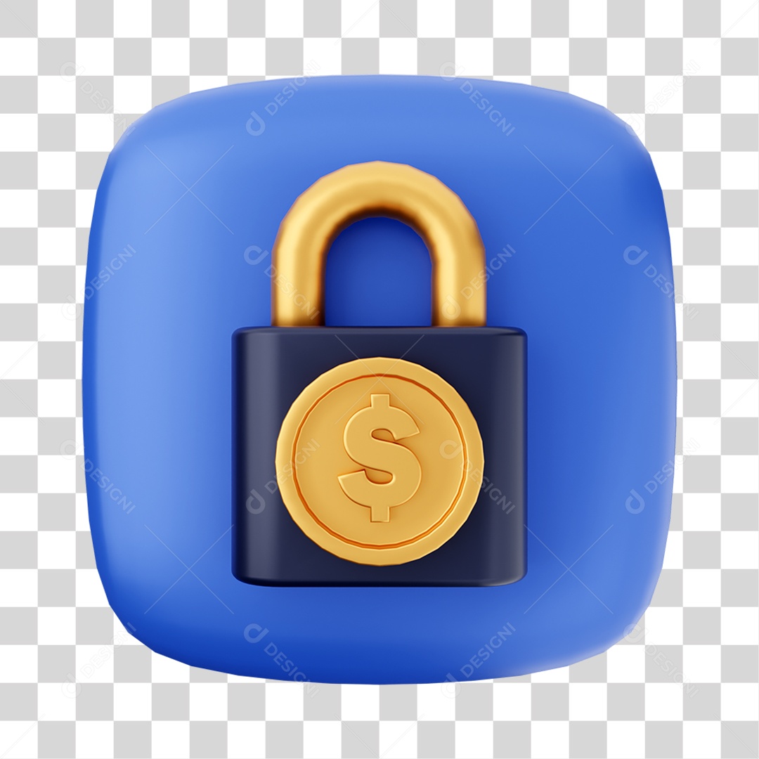 Ícone 3D Cadeado Para Composição PNG Transparente