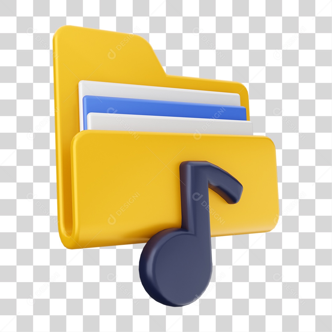 Elemento 3D Pasta de Arquivo Músicas Para Composição PNG Transparente