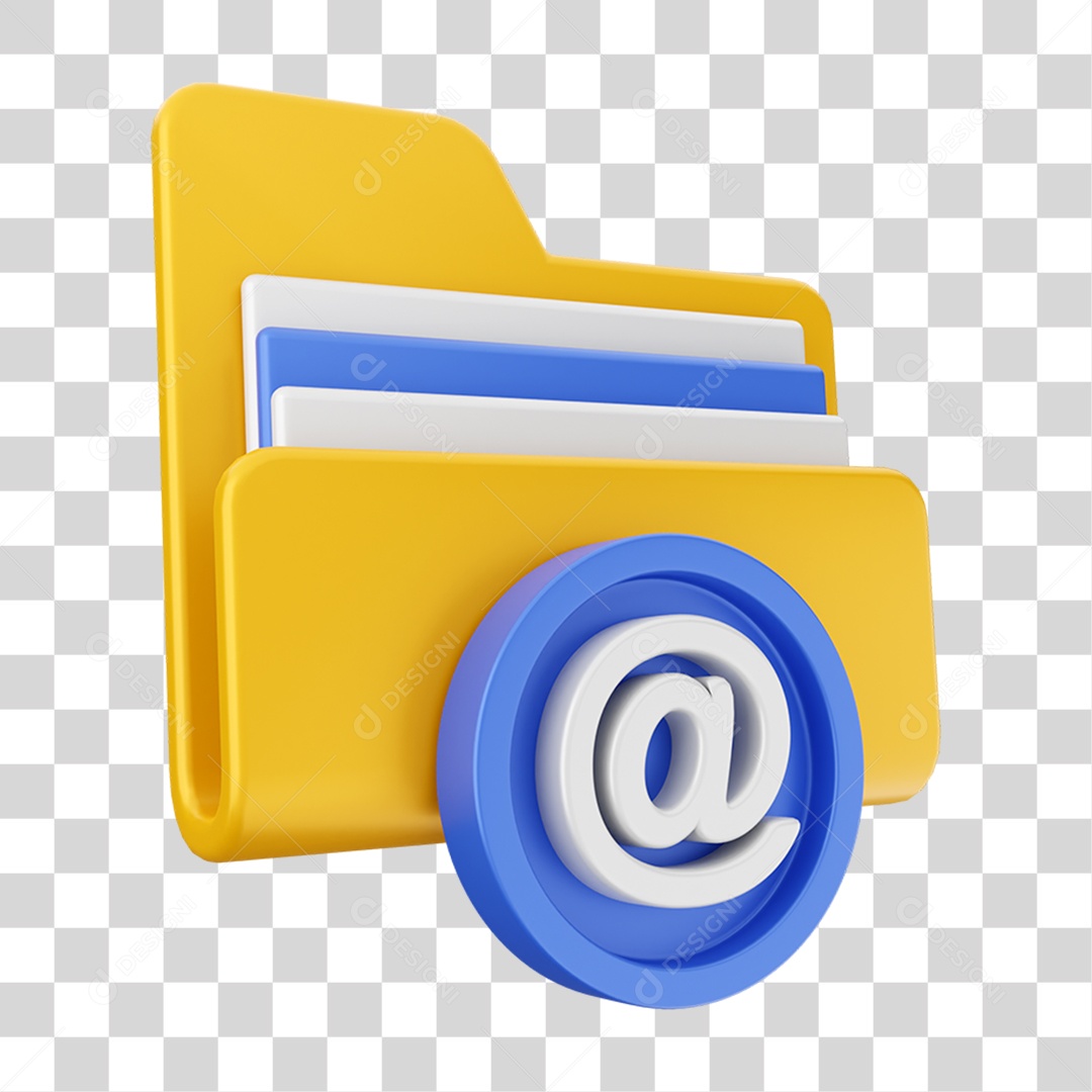 Elemento 3D Pasta de Arquivo @ Para Composição PNG Transparente