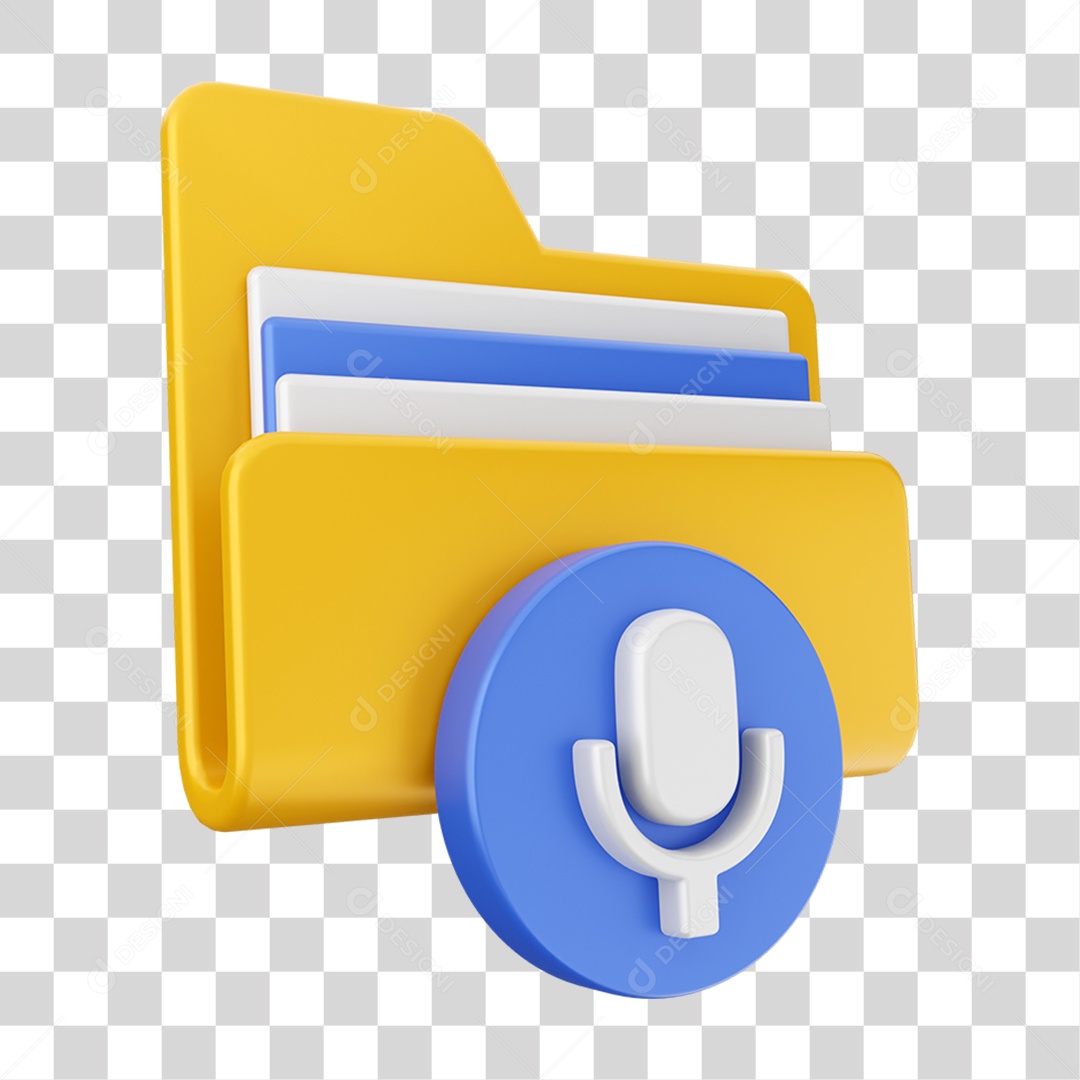 Elemento 3D Pasta de Arquivo Microfone Para Composição PNG Transparente