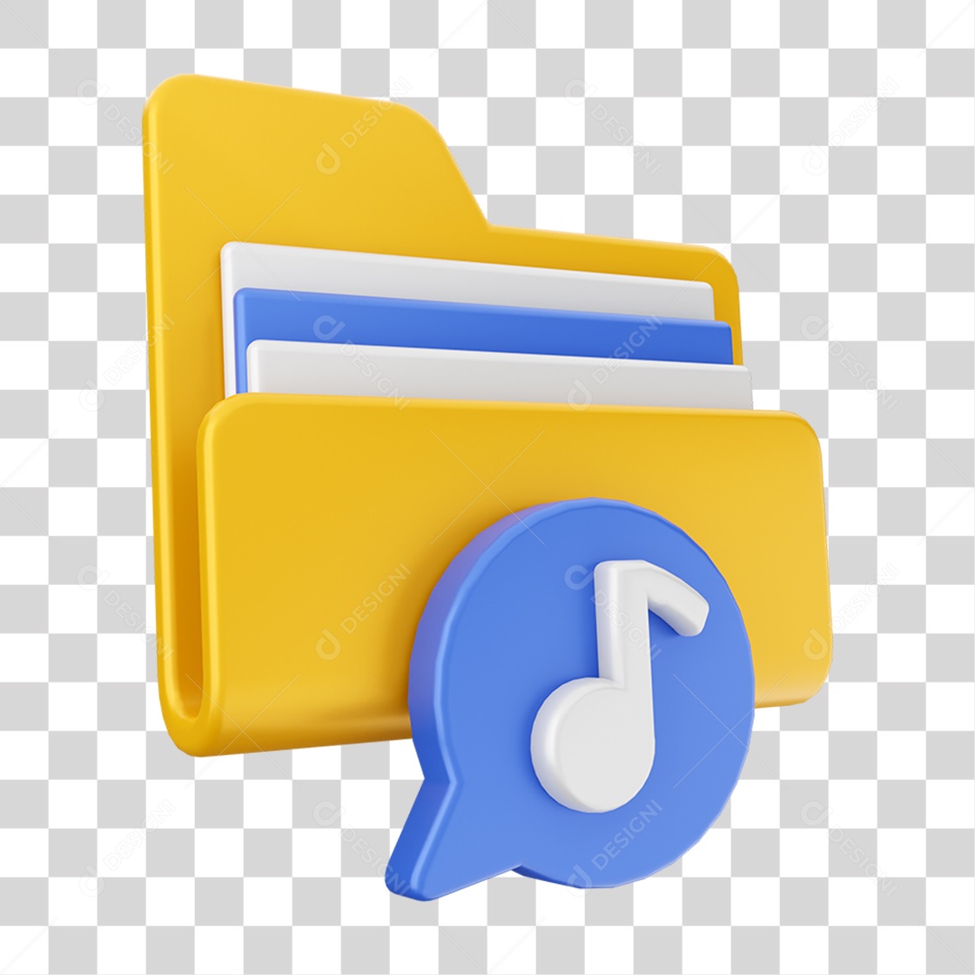 Elemento 3D Pasta de Arquivo Para Composição PNG Transparente