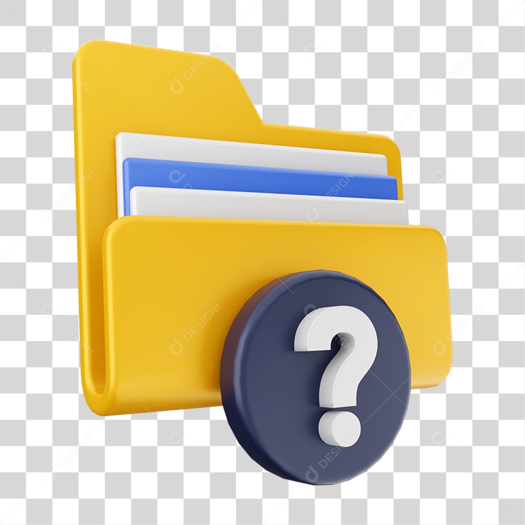 Elemento 3D Pasta de Arquivo ? Para Composição PNG Transparente