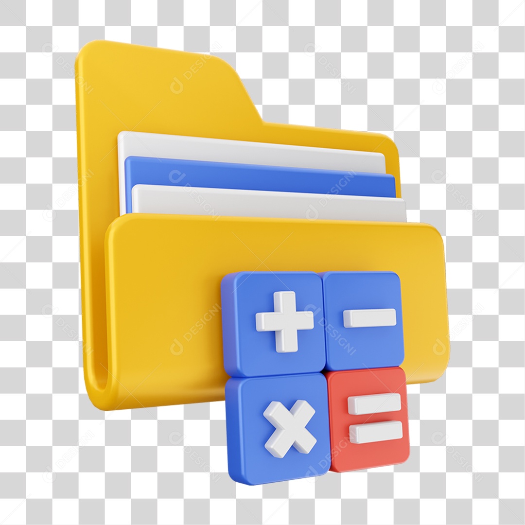 Elemento 3D Pasta de Arquivo Calculadora Para Composição PNG Transparente