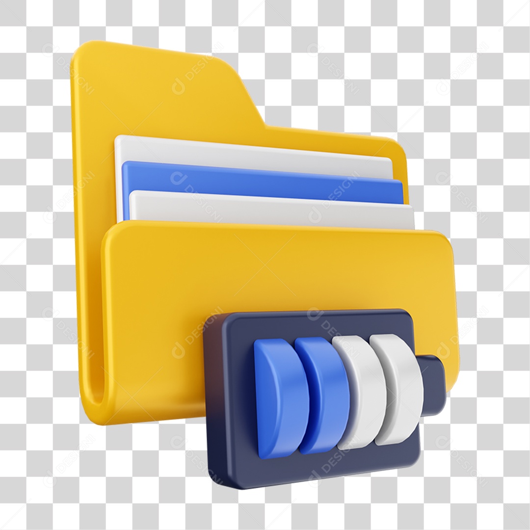 Elemento 3D Pasta de Arquivo Para Composição PNG Transparente