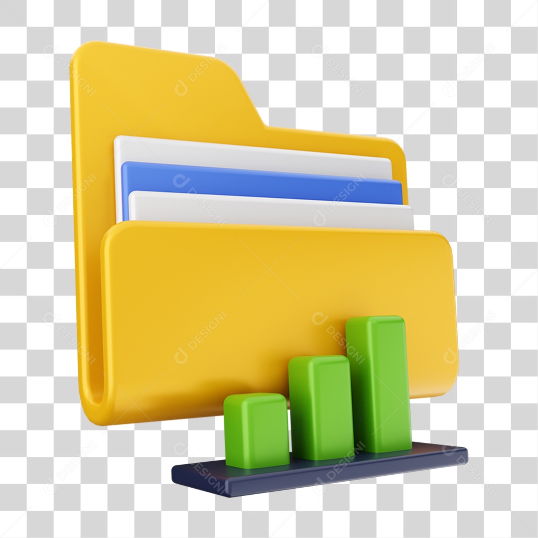 Elemento 3D Pasta de Arquivo Gráficos Para Composição PNG Transparente