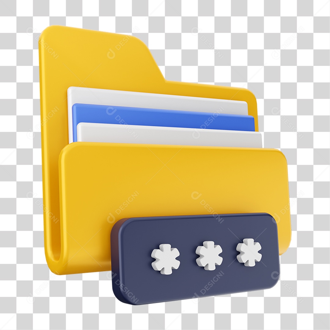 Elemento 3D Pasta de Arquivo Para Composição PNG Transparente