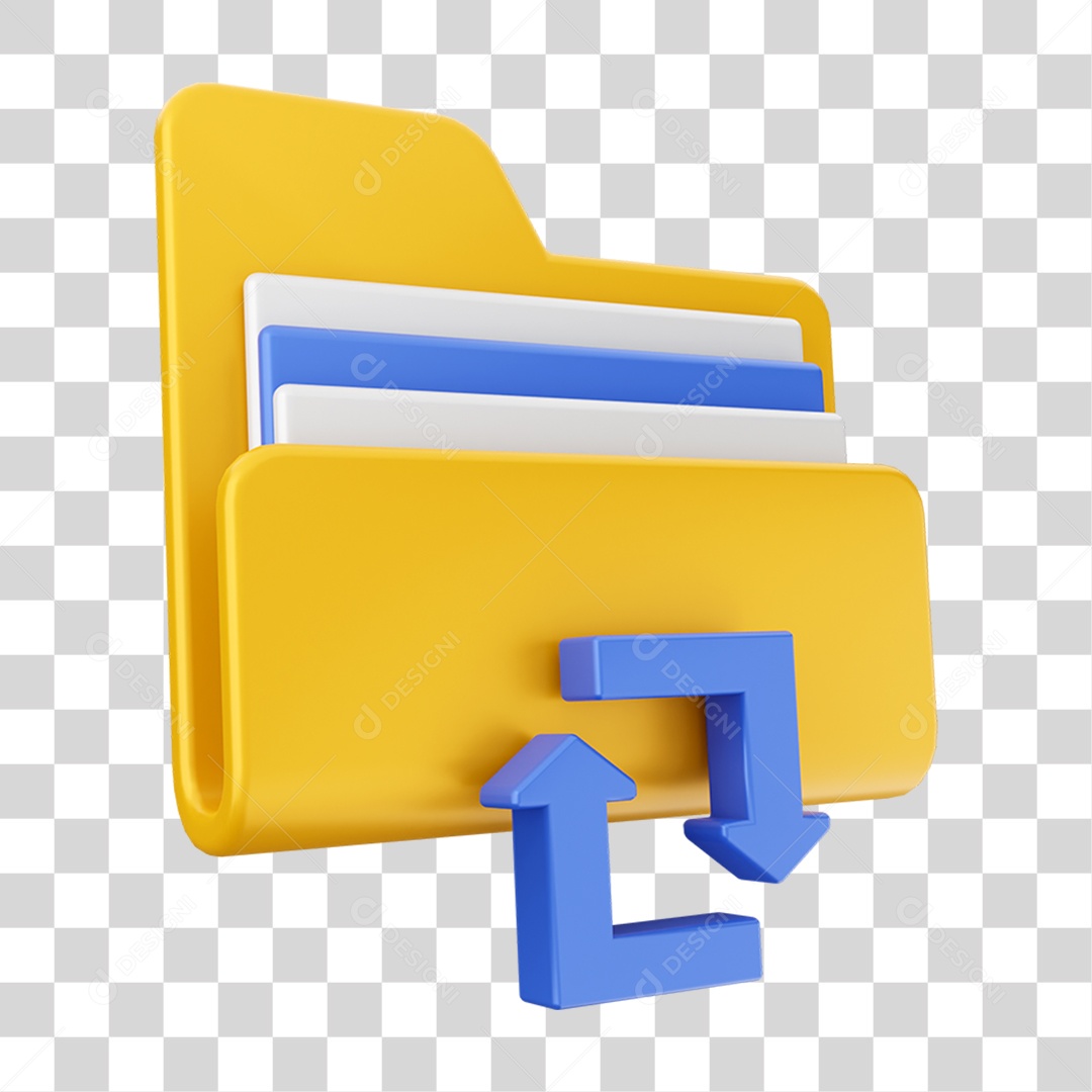Elemento 3D Pasta de Arquivo Setas Para Composição PNG Transparente