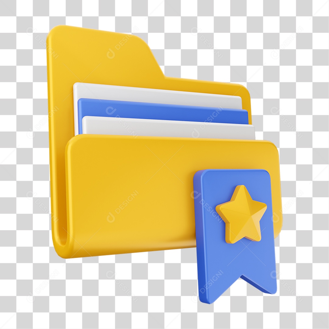 Elemento 3D Pasta de Arquivo Para Composição PNG Transparente