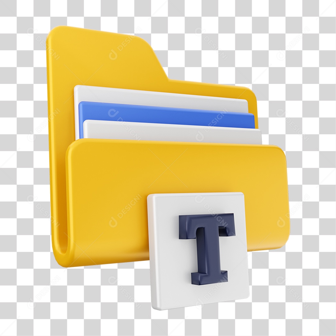 Elemento 3D Pasta de Arquivo Para Composição PNG Transparente